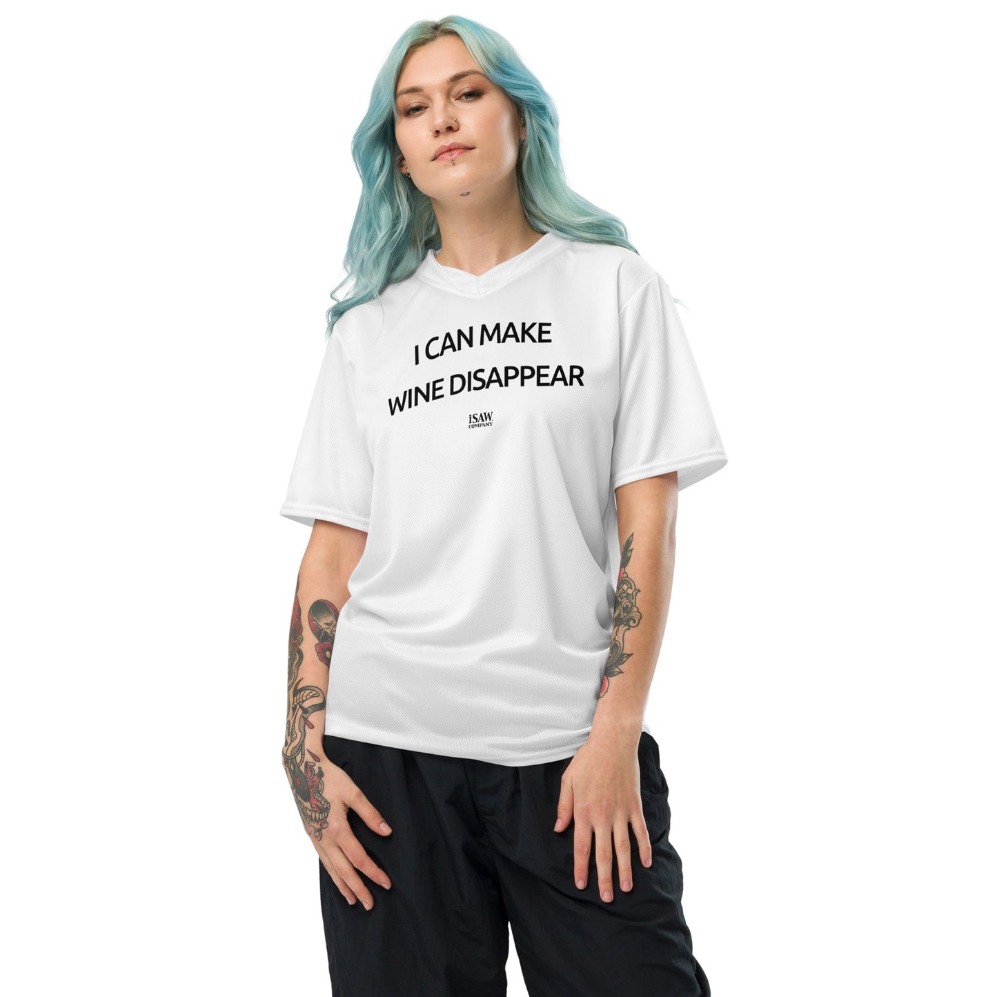 I Can Make Wine Disappear - Womens White Sports Jersey - iSAW Company