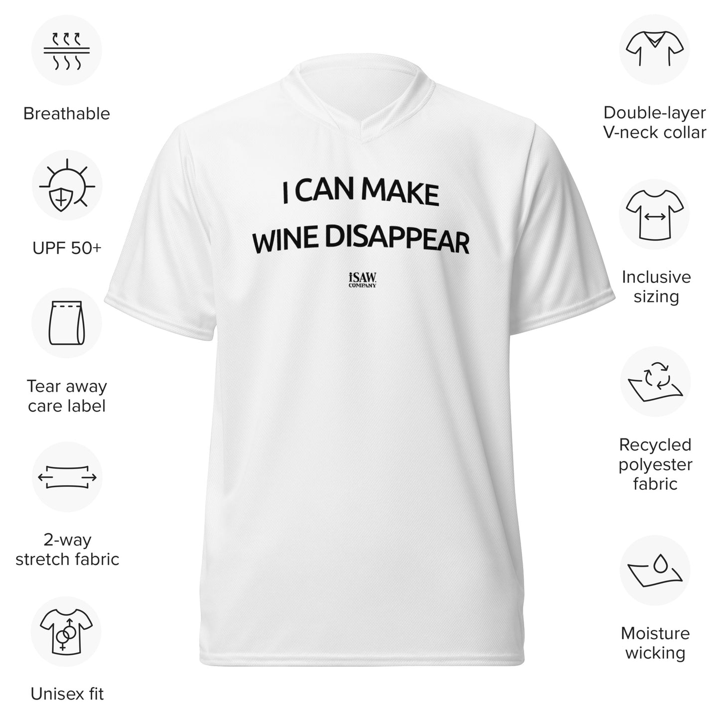 I Can Make Wine Disappear - Womens White Sports Jersey - iSAW Company