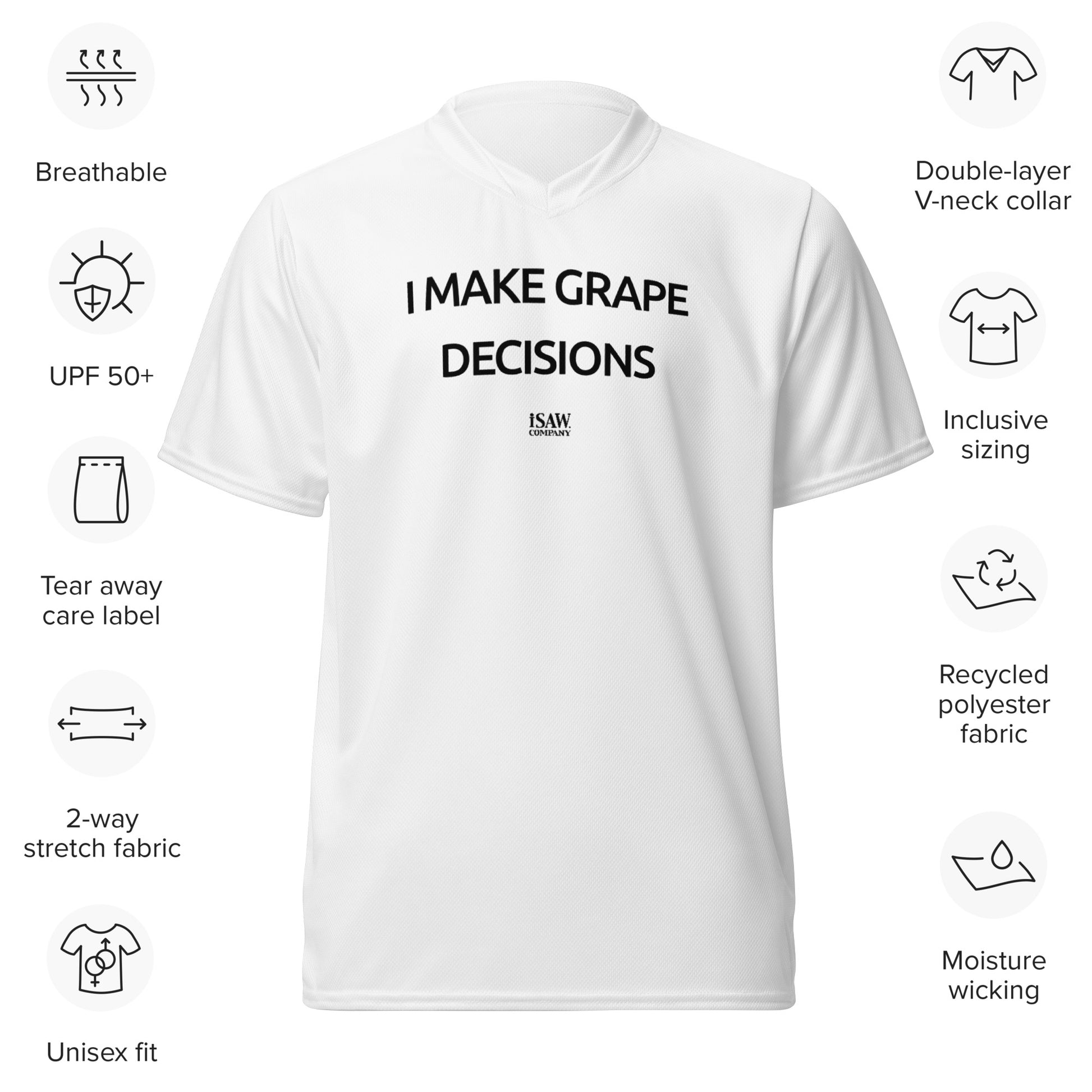 I Make Grape Decisions - Womens White Sports Jersey - iSAW Company