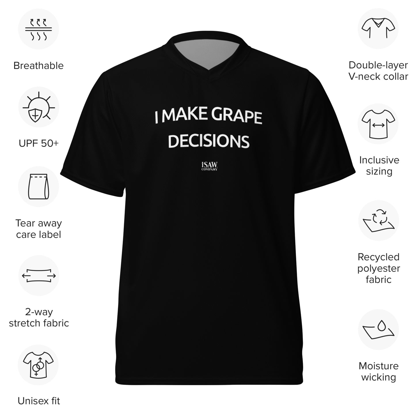 I Make Grape Decisions - Womens Black Sports Jersey - iSAW Company