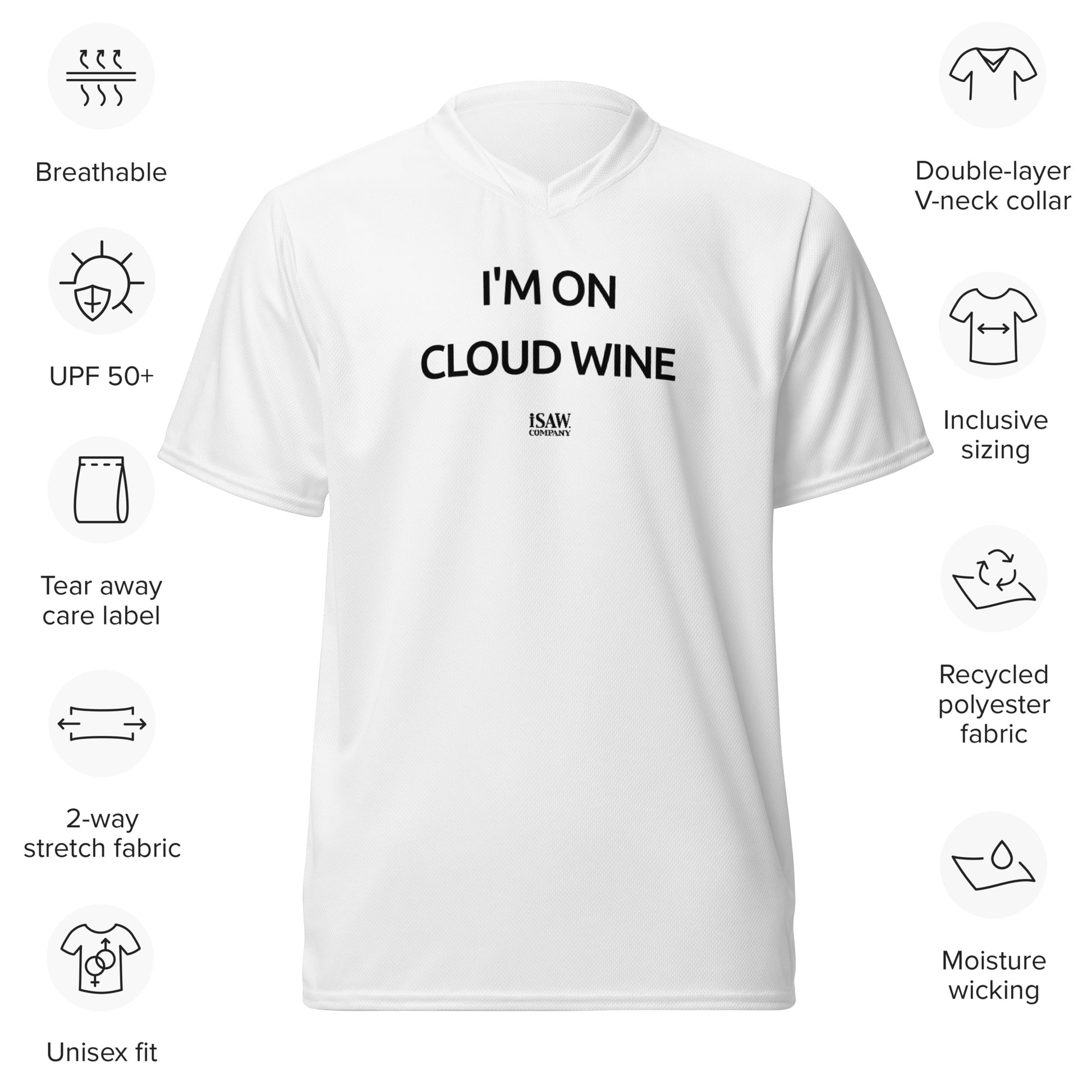 I'm On Cloud Wine - Womens White Sports Jersey - iSAW Company