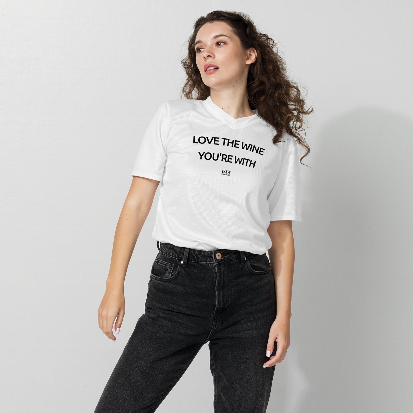 Love The Wine You're With - Womens White Sports Jersey - iSAW Company