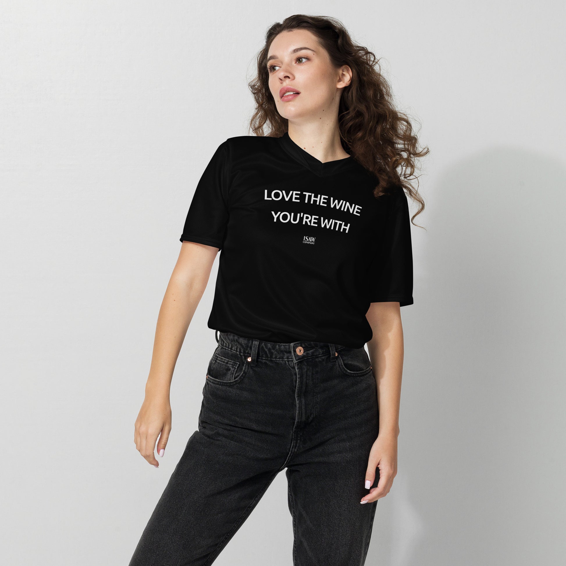 Love The Wine You're With - Womens Black Sports Jersey - iSAW Company