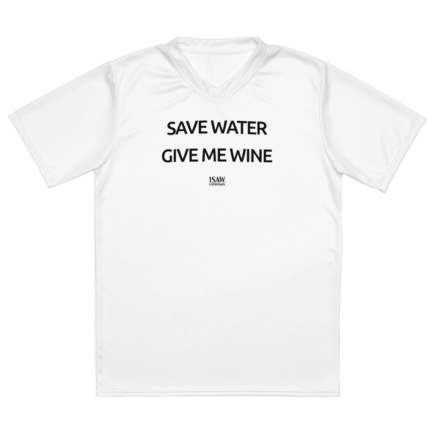 Save Water Give Me Wine - Womens White Sports Jersey - iSAW Company