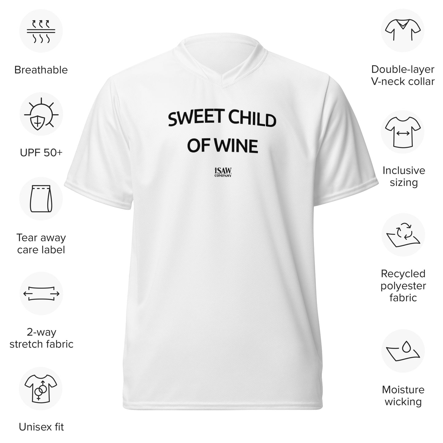 Sweet Child Of Wine - Womens White Sports Jersey - iSAW Company