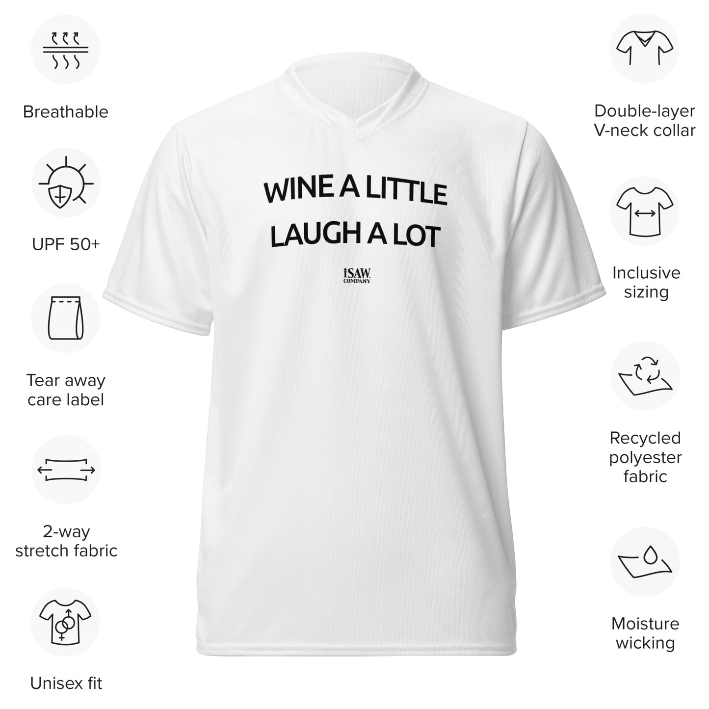 Wine A Little Laugh A Lot - Womens White Sports Jersey - iSAW Company