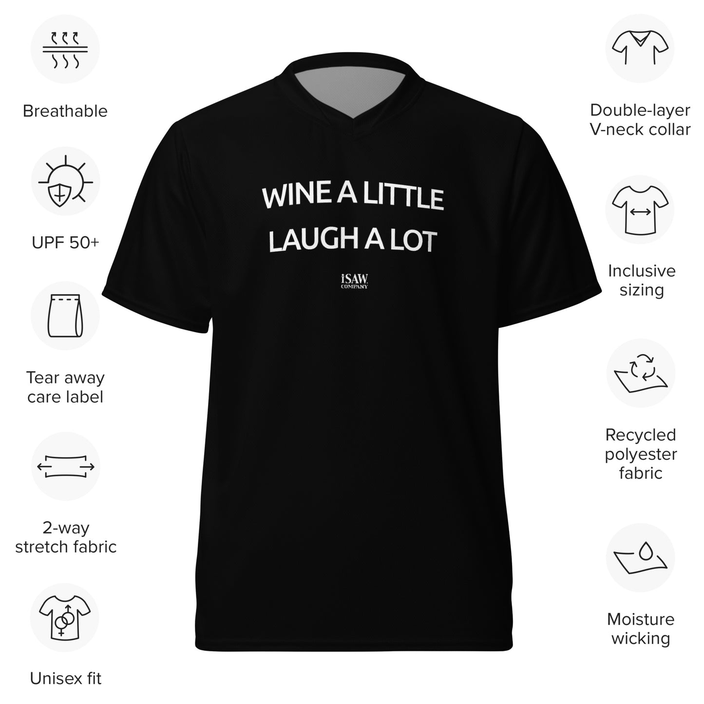 Wine A Little Laugh A Lot - Womens Black Sports Jersey - iSAW Company