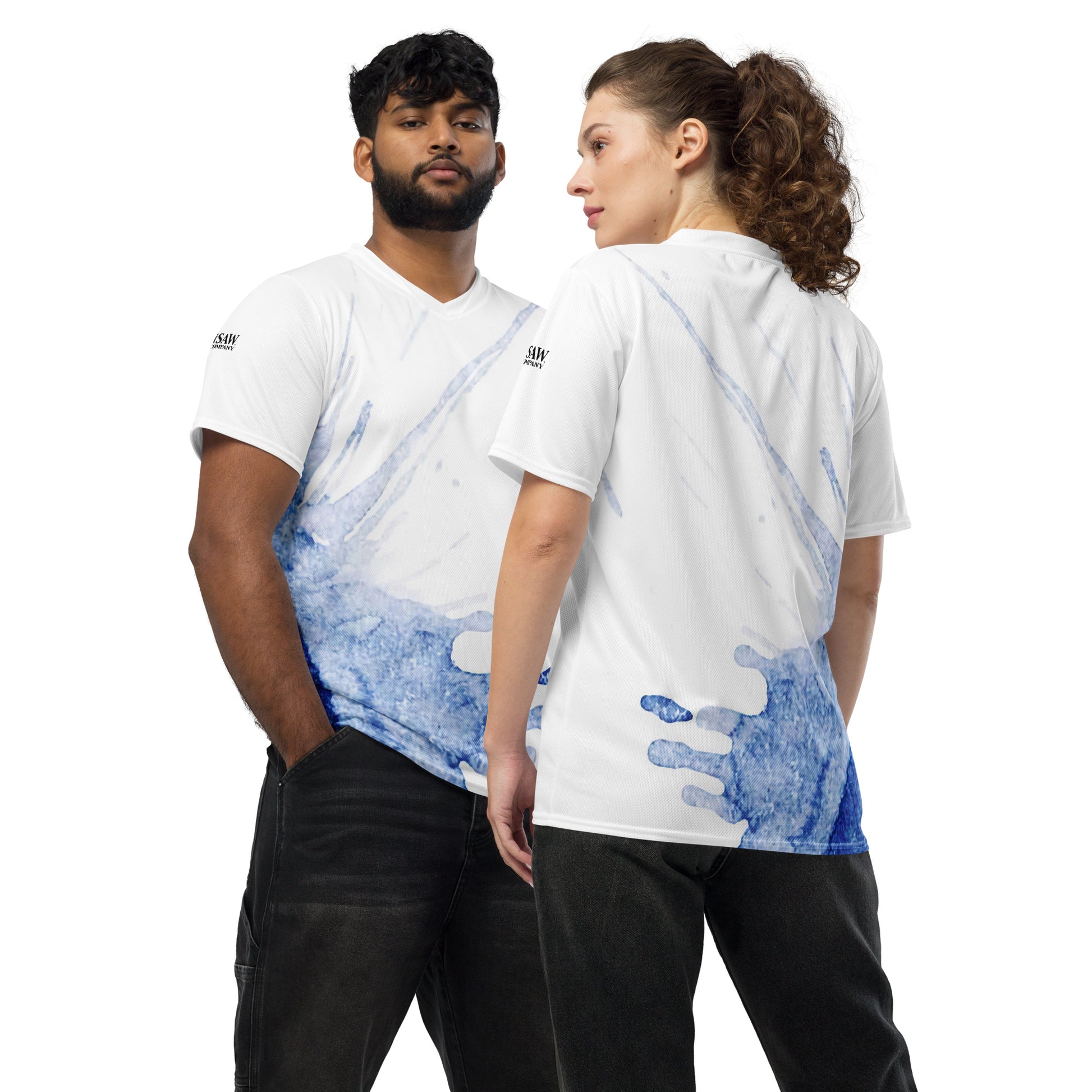 Watercolour Blue Splash - Unisex Sports Jersey - iSAW Company