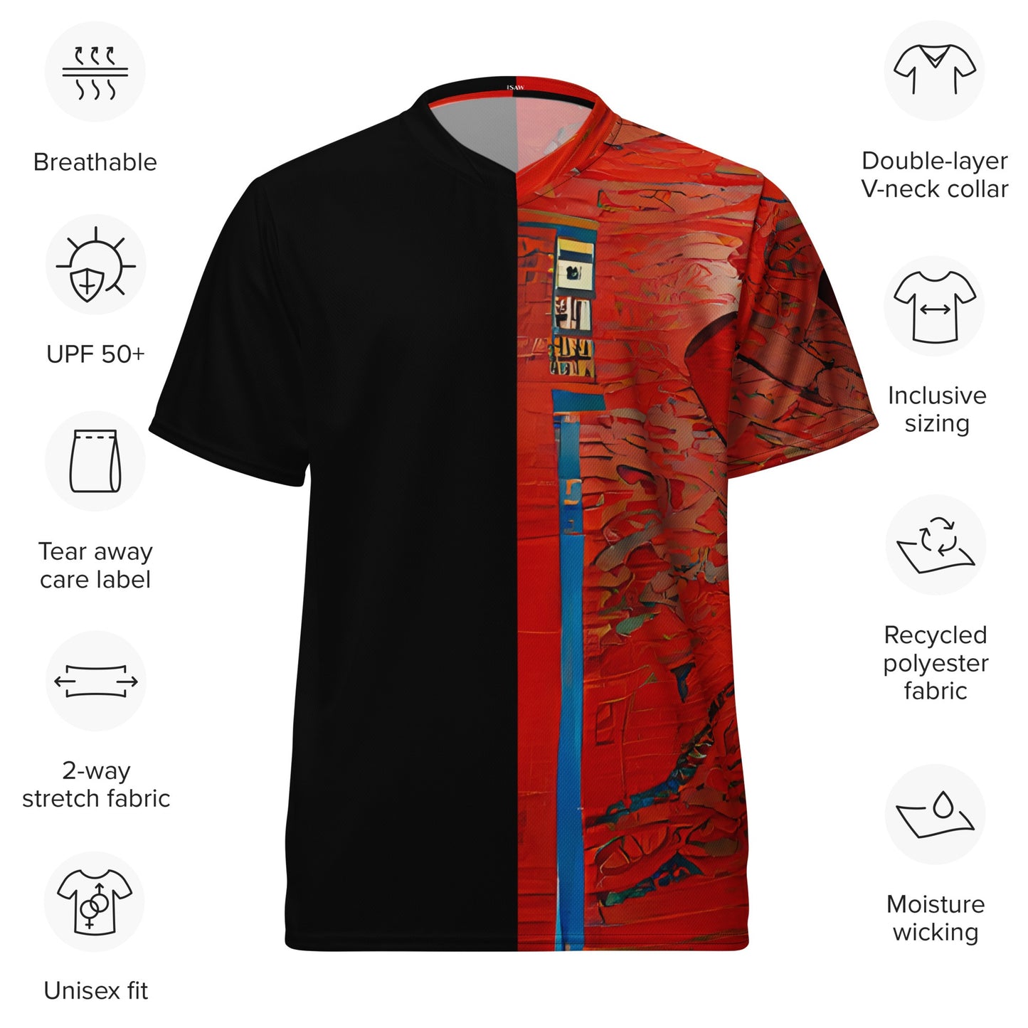 Half Black Half Hónghǎi - Unisex Sports Jersey - iSAW Company