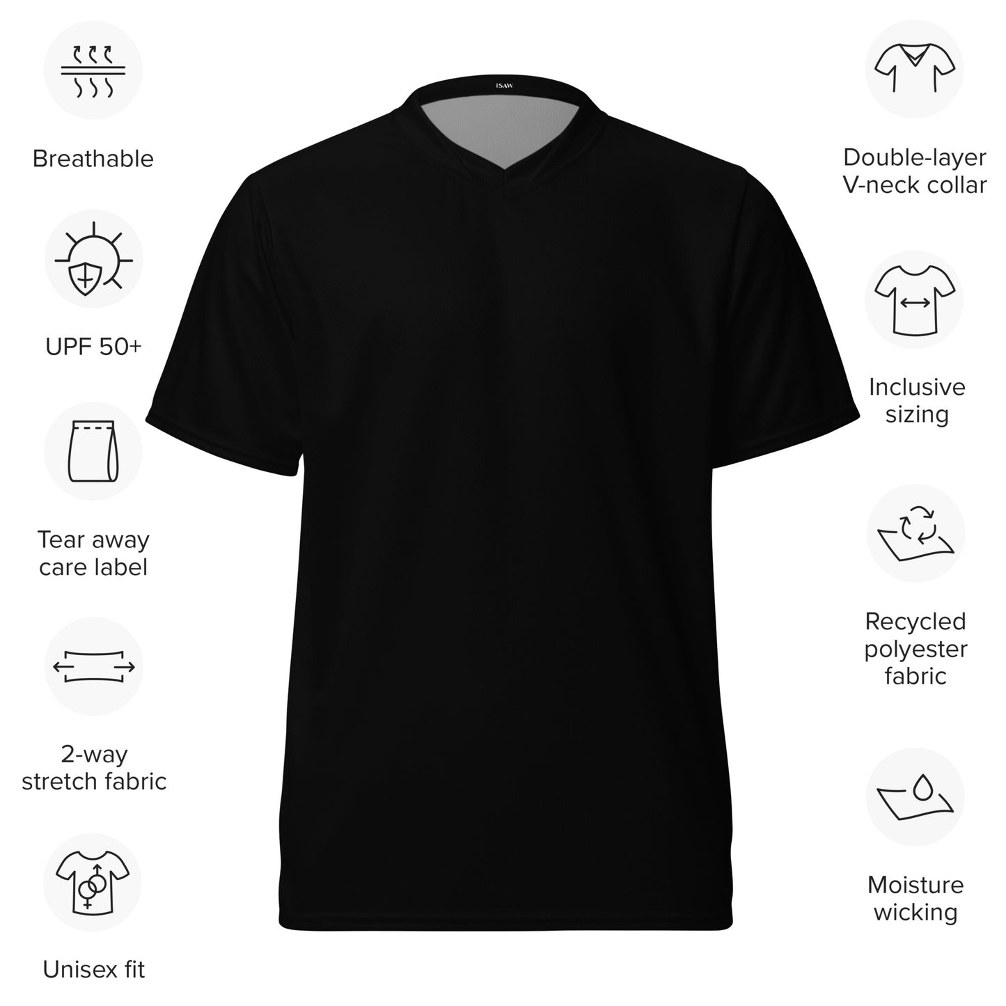 iSAW Unisex Black Sports Jersey - iSAW Company