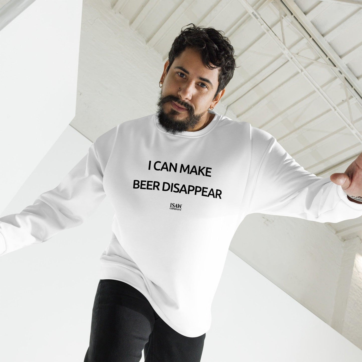 I Can Make Beer Disappear - Mens White Sweatshirt