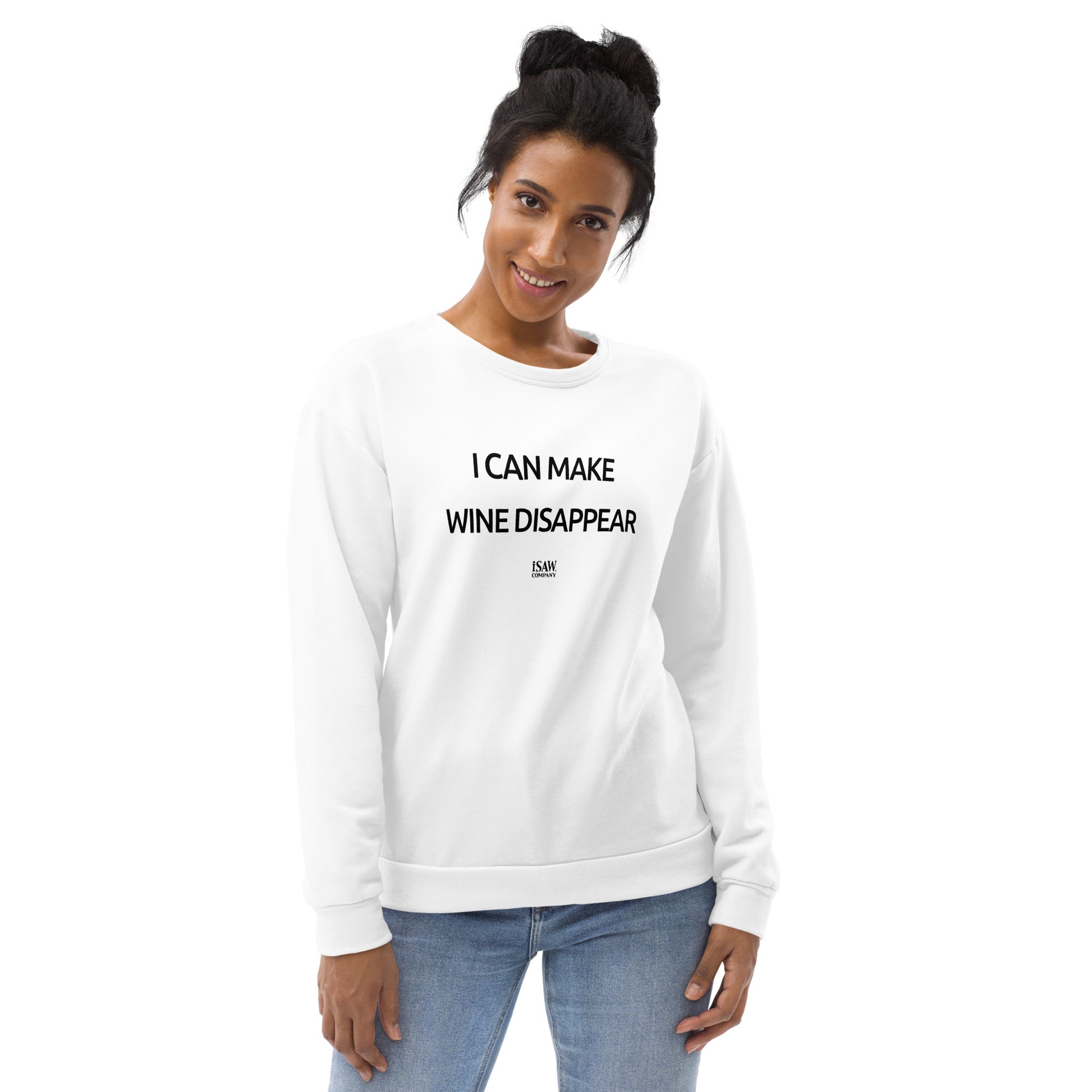 I Can Make Wine Disappear - Womens White Sweatshirt - iSAW Company