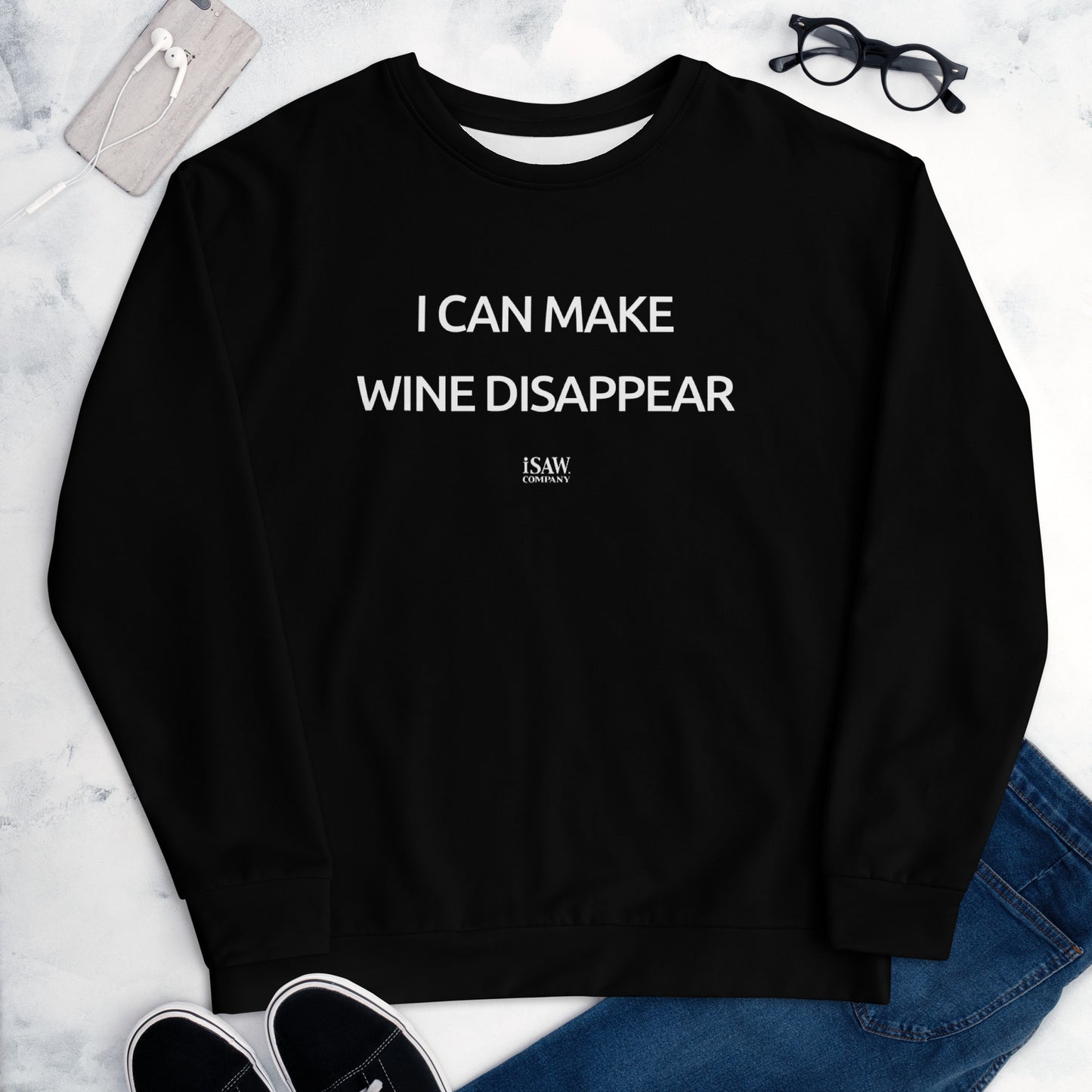 I Can Make Wine Disappear - Womens Black Sweatshirt - iSAW Company