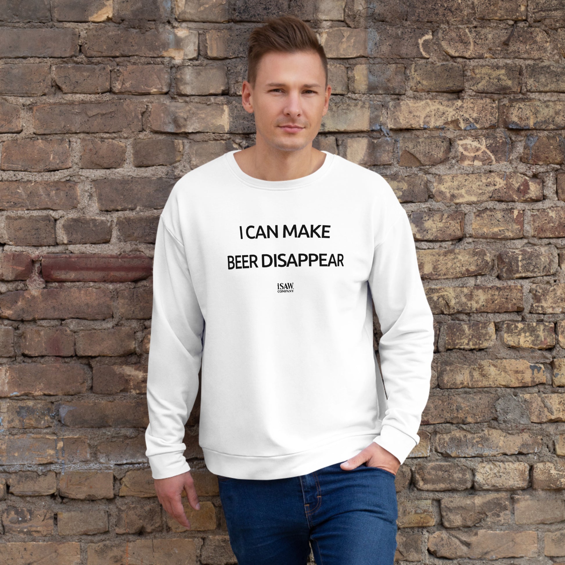 I Can Make Beer Disappear - Unisex White Sweatshirt - iSAW Company