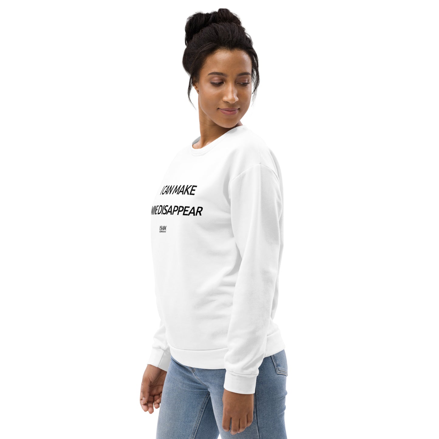 I Can Make Wine Disappear - Womens White Sweatshirt - iSAW Company