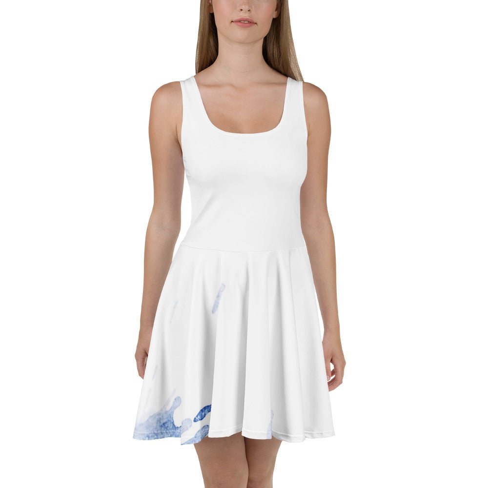 Watercolour Blue Splash - Womens Skater Dress - iSAW Company