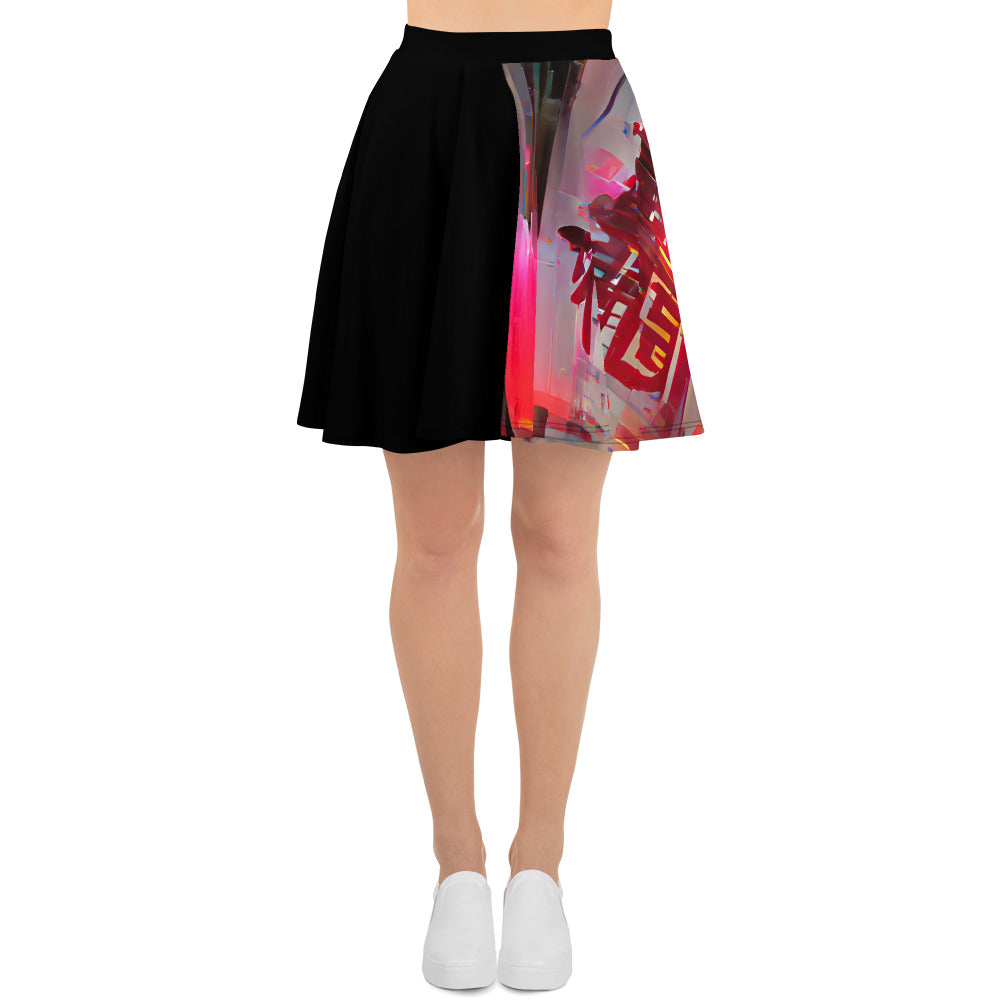 Half Black Half Báijiǔ - Womens Skater Skirt