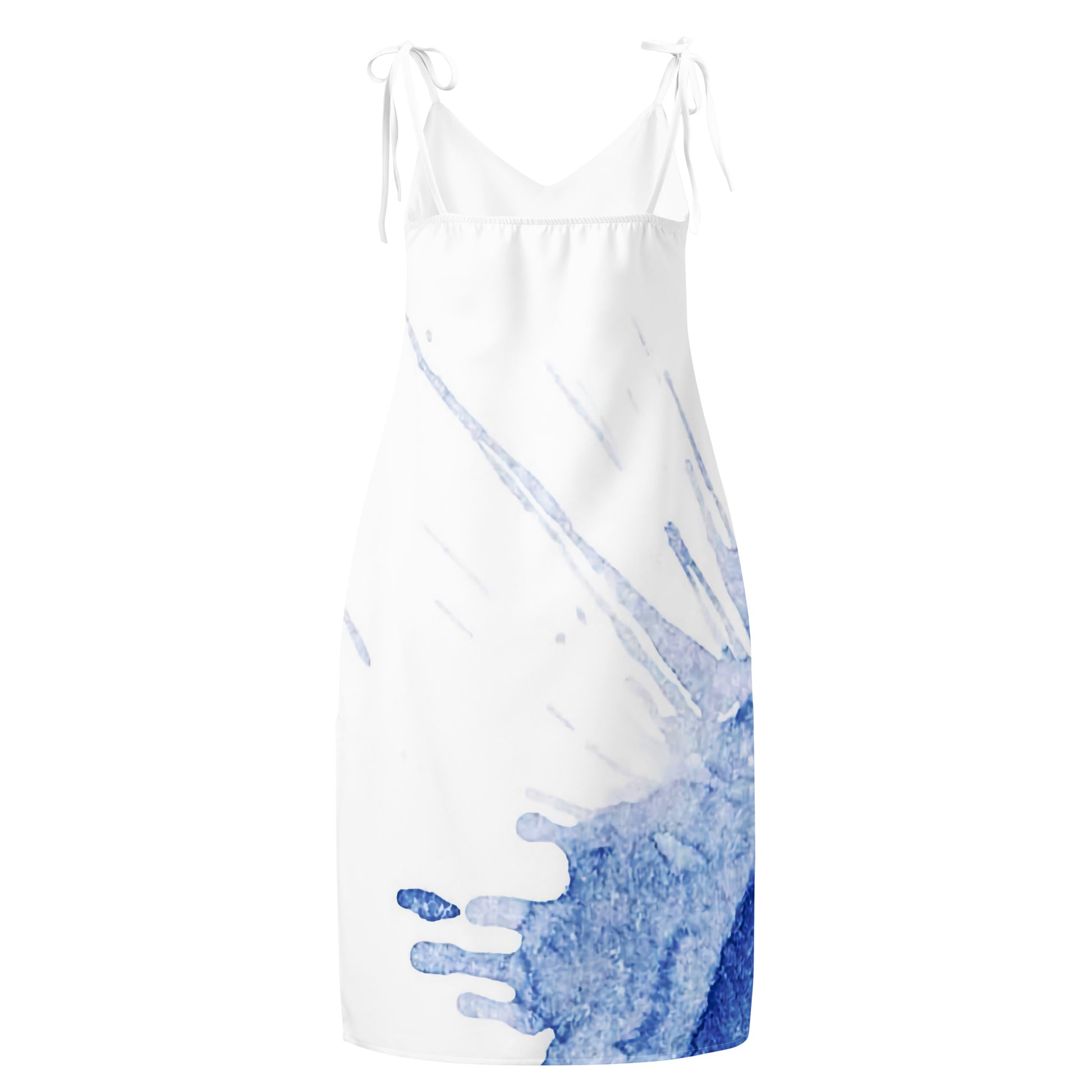 Watercolour Blue Splash - Womens Tie - Strap Chiffon Slip Dress - iSAW Company