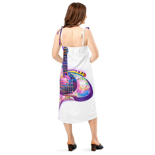 Hippie Guitar - Womens Tie - Strap Chiffon Slip Dress - iSAW Company