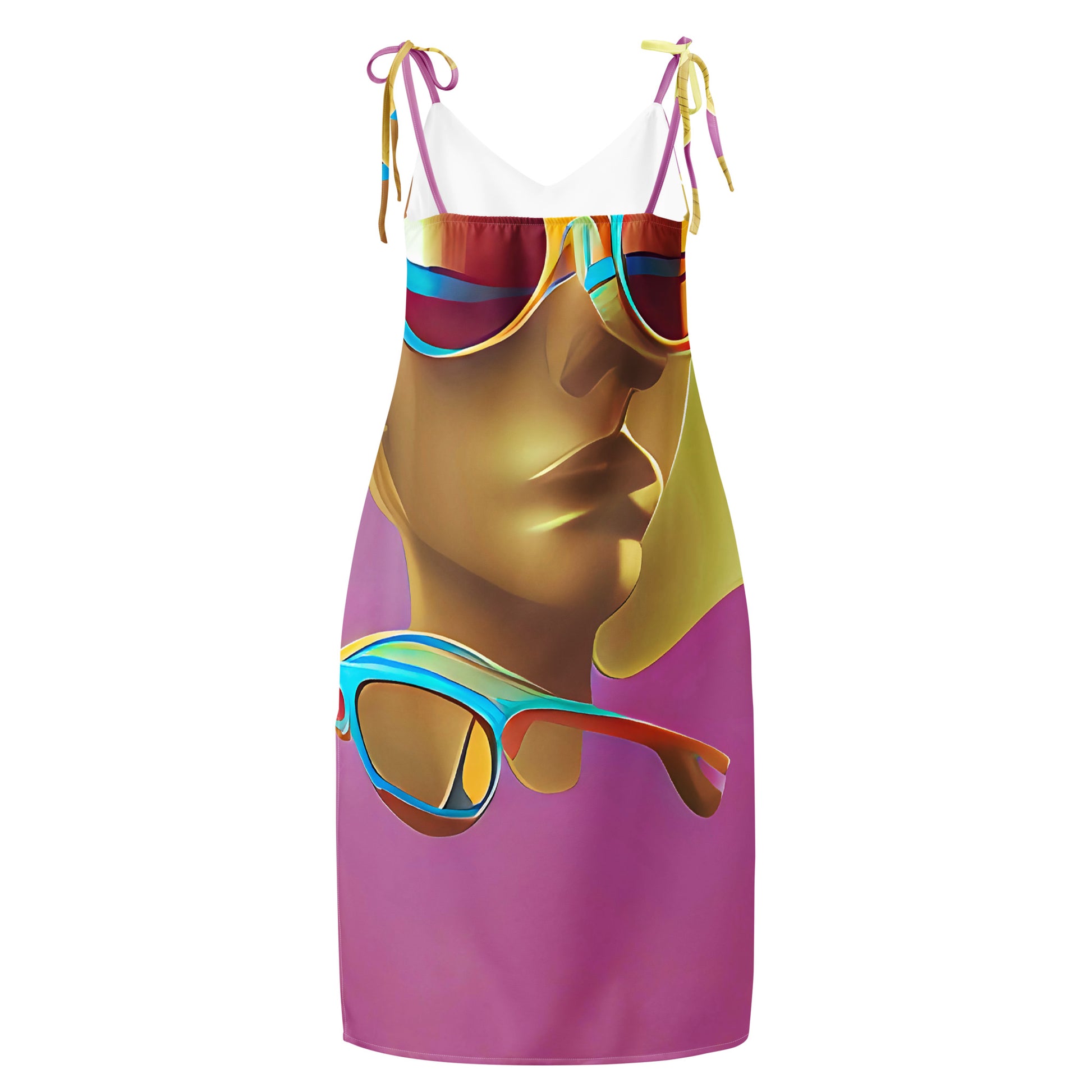 Retro Cool Pink - Womens Tie - Strap Chiffon Slip Dress - iSAW Company