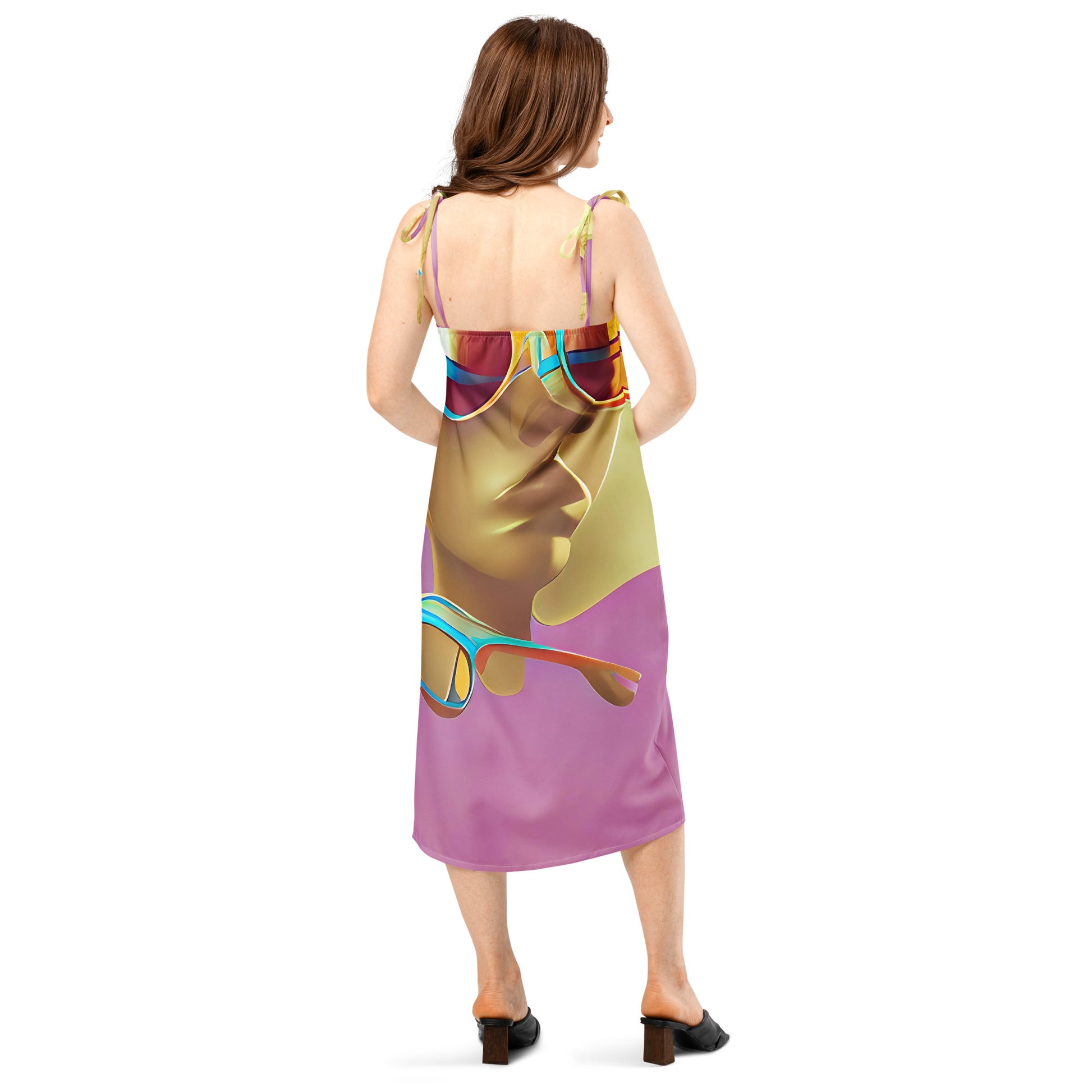 Retro Cool Pink - Womens Tie - Strap Chiffon Slip Dress - iSAW Company