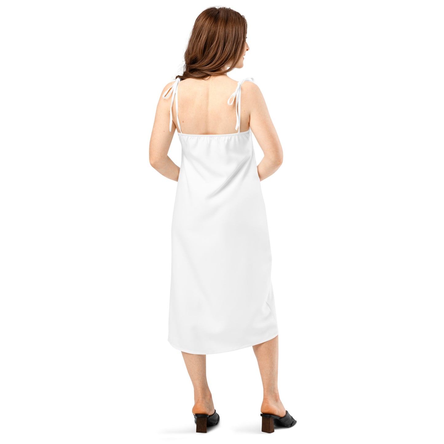 iSAW Womens White Tie - Strap Chiffon Slip Dress - iSAW Company