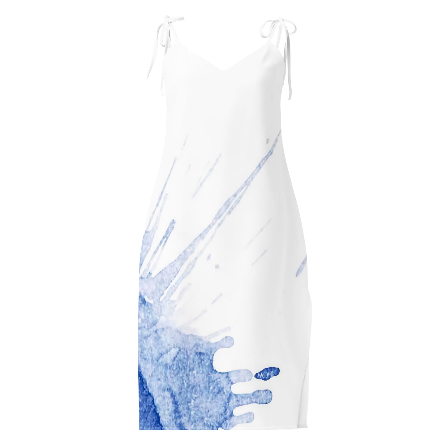 Watercolour Blue Splash - Womens Tie - Strap Chiffon Slip Dress - iSAW Company