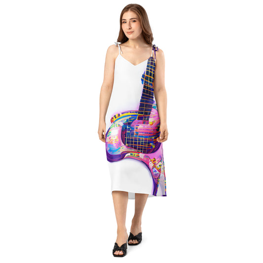 Hippie Guitar - Womens Tie - Strap Chiffon Slip Dress - iSAW Company