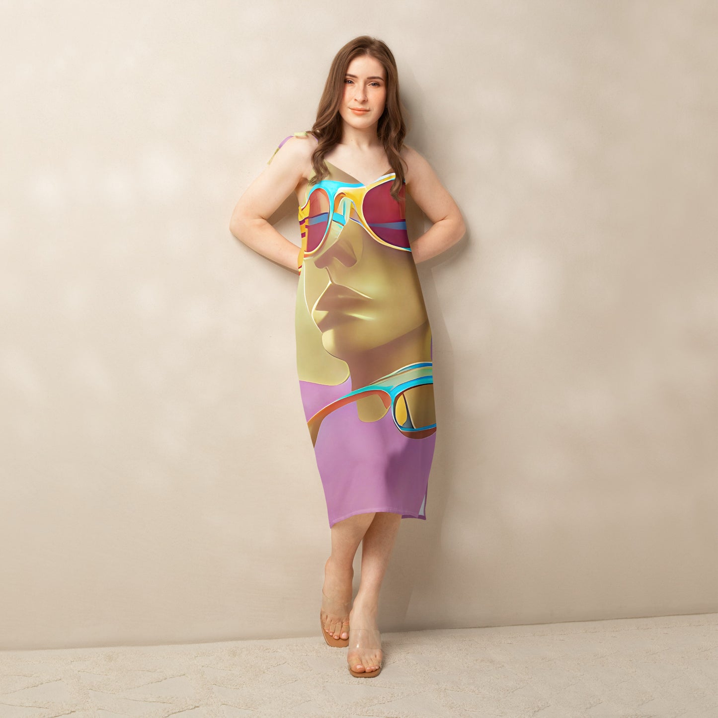 Retro Cool Pink - Womens Tie - Strap Chiffon Slip Dress - iSAW Company