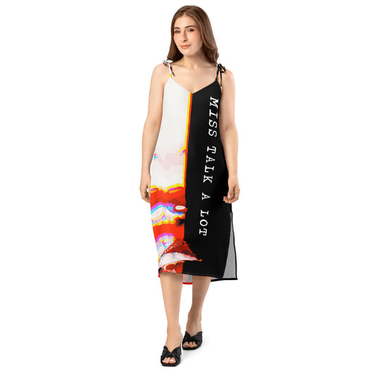 Miss Talk A Lot - Womens Tie - Strap Chiffon Slip Dress - iSAW Company