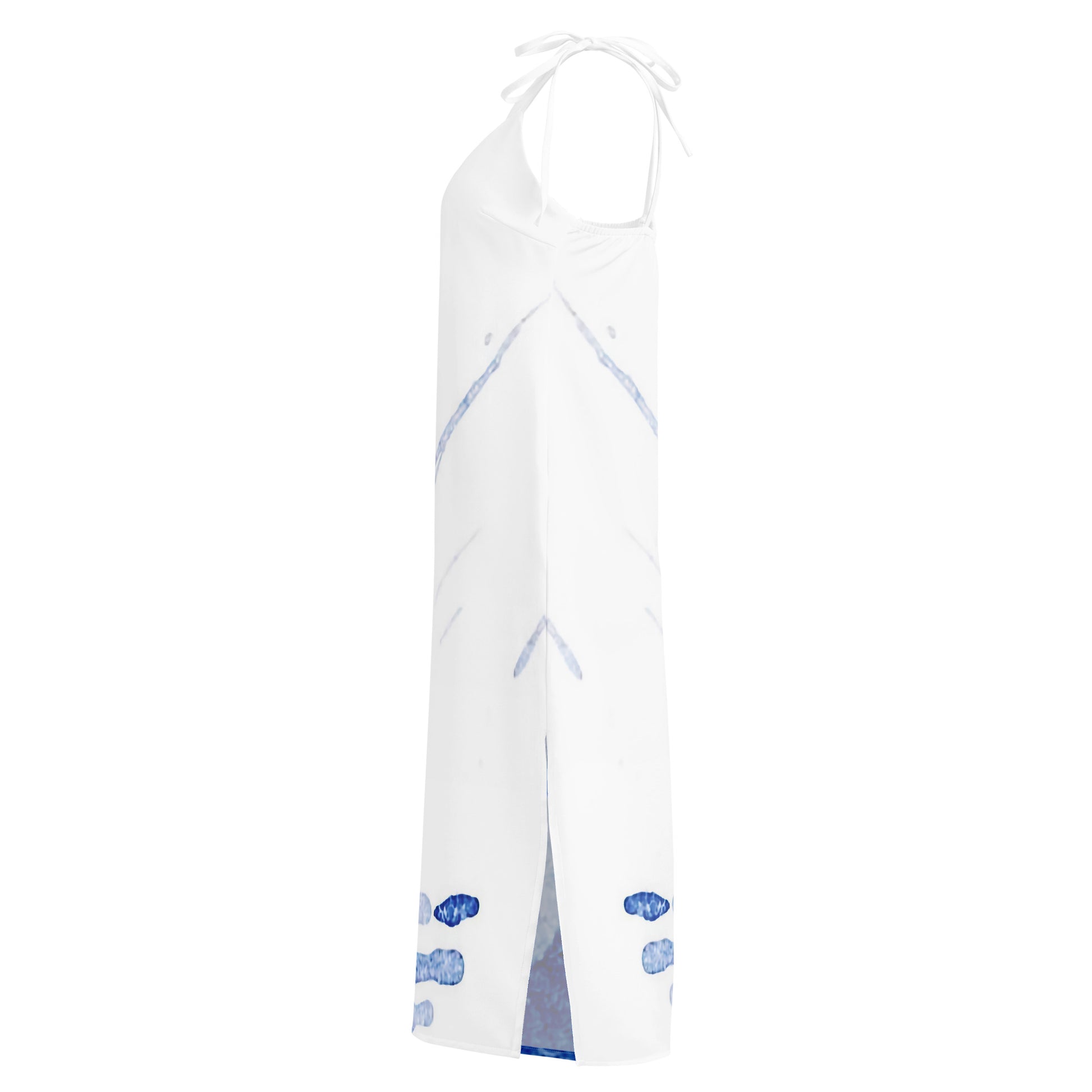 Watercolour Blue Splash - Womens Tie - Strap Chiffon Slip Dress - iSAW Company