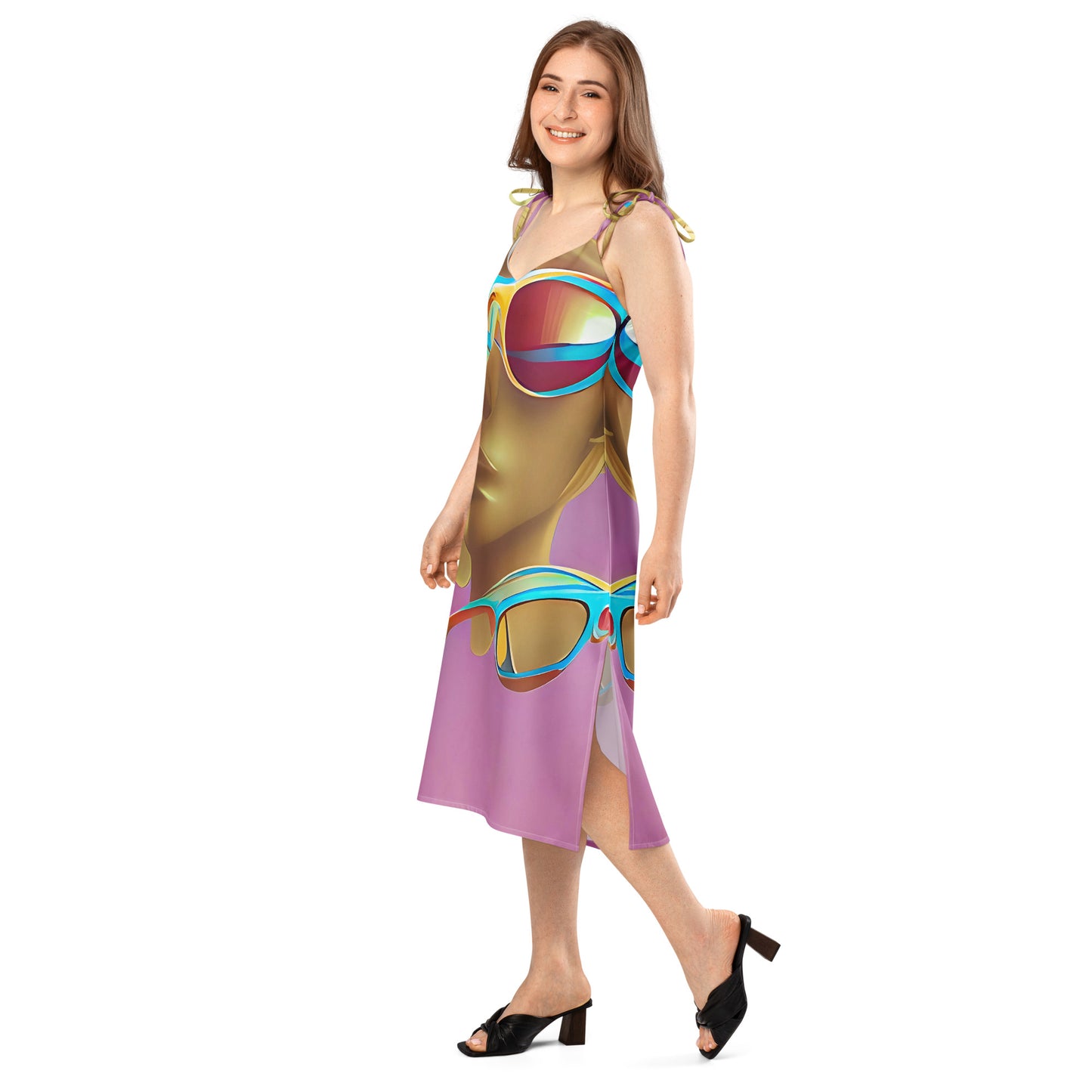 Retro Cool Pink - Womens Tie - Strap Chiffon Slip Dress - iSAW Company