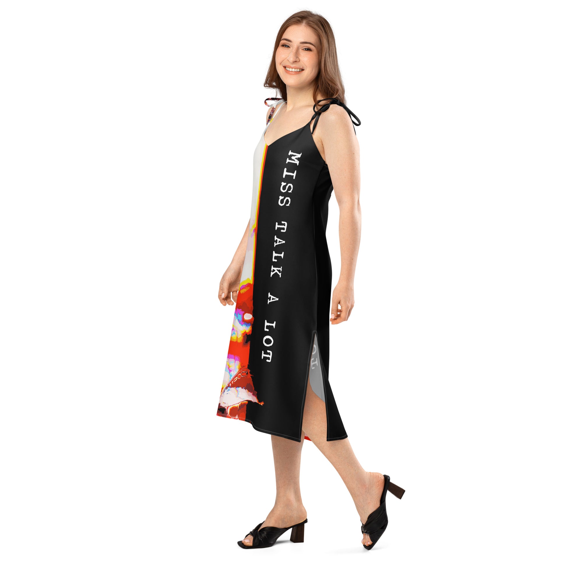 Miss Talk A Lot - Womens Tie - Strap Chiffon Slip Dress - iSAW Company