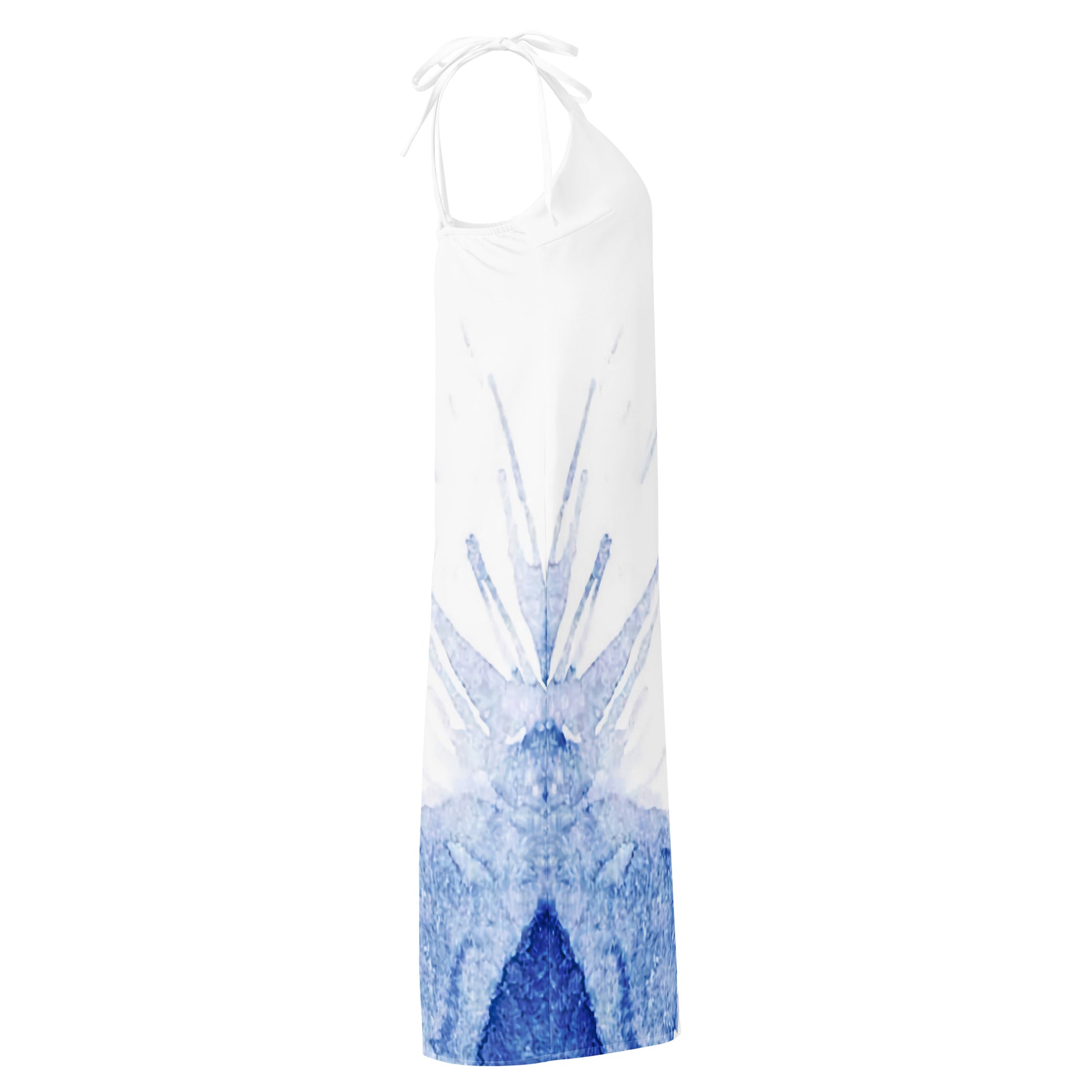 Watercolour Blue Splash - Womens Tie - Strap Chiffon Slip Dress - iSAW Company