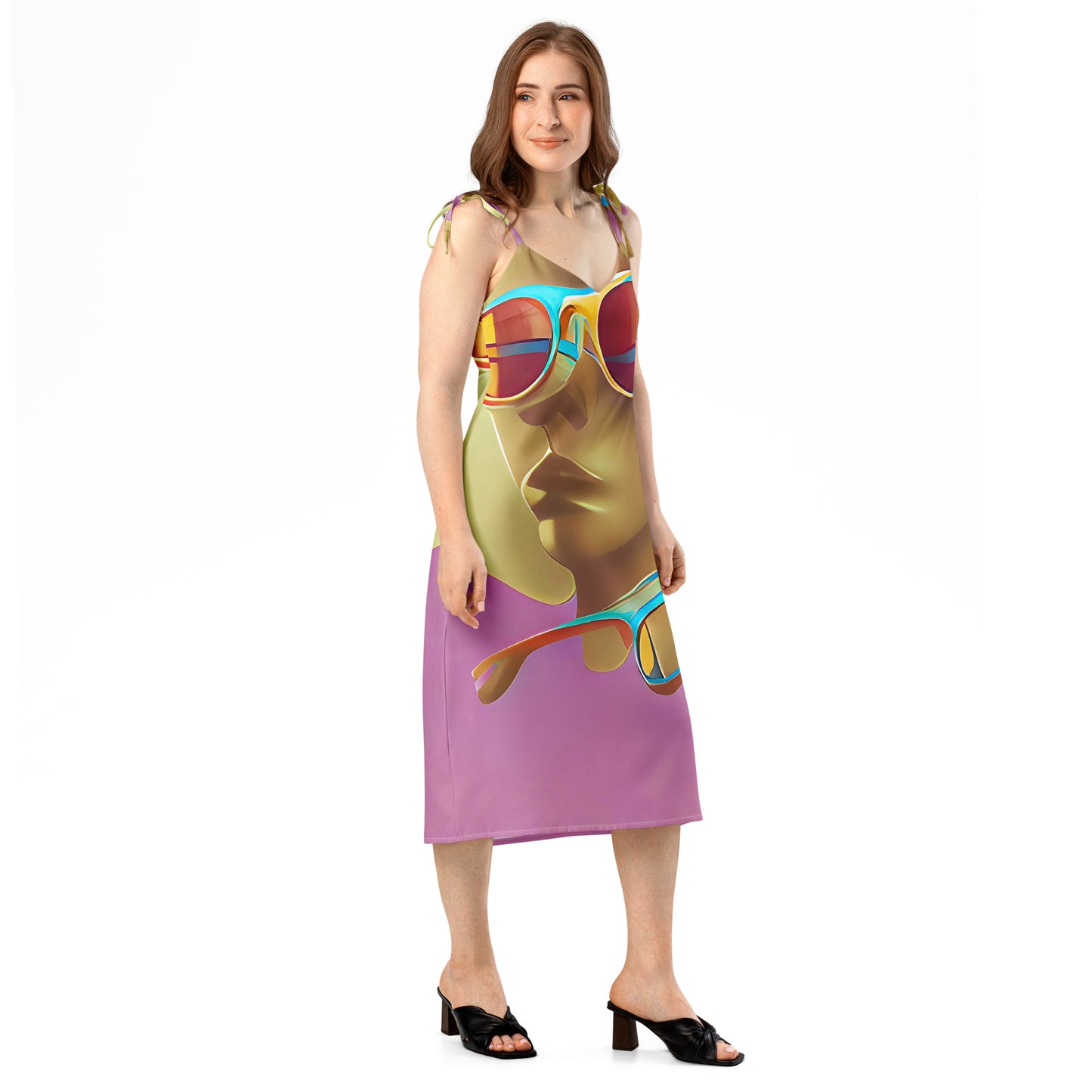 Retro Cool Pink - Womens Tie - Strap Chiffon Slip Dress - iSAW Company