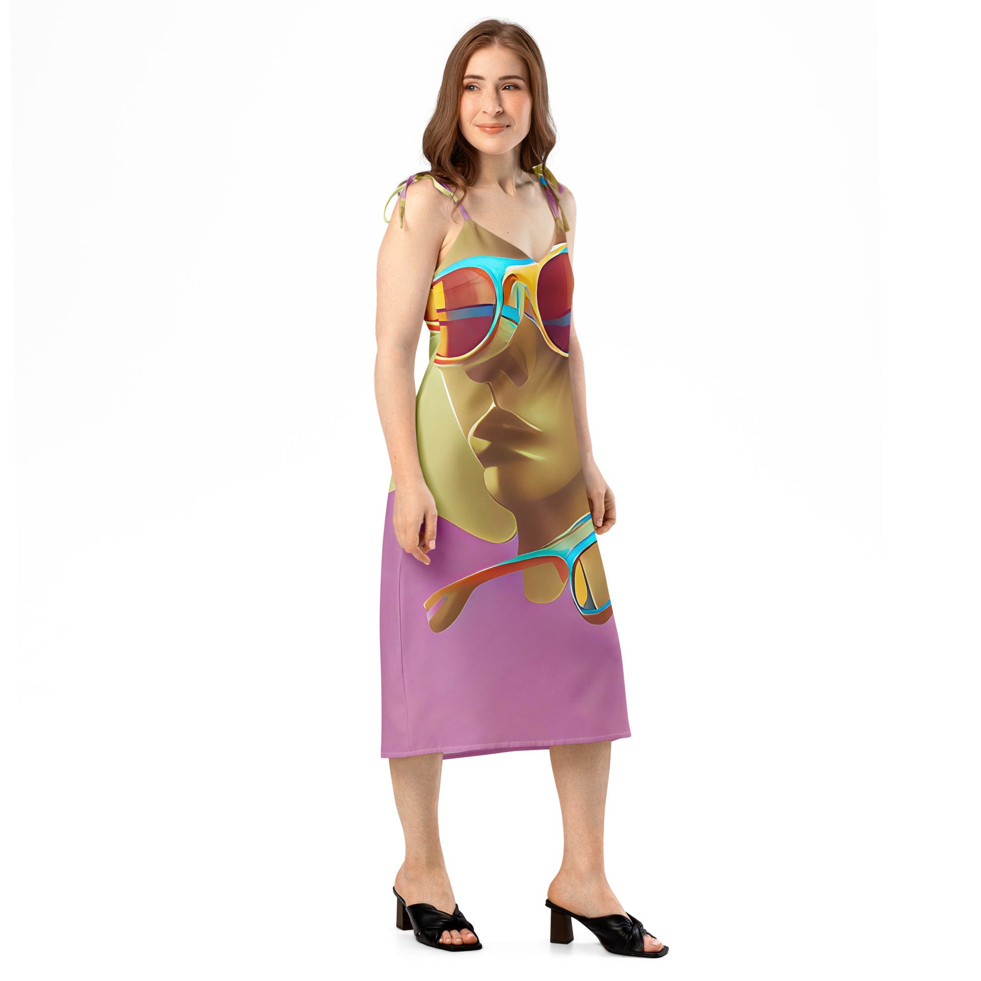 Retro Cool Pink - Womens Tie - Strap Chiffon Slip Dress - iSAW Company