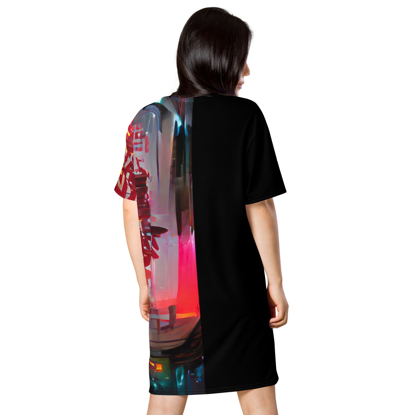 Half Black Half Báijiǔ - Womens T-Shirt Dress