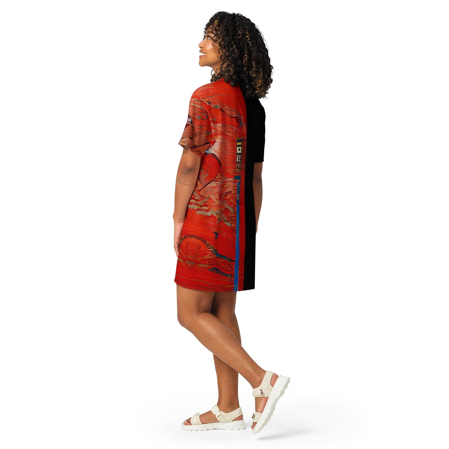 Half Black Half Hónghǎi - Womens T-Shirt Dress - iSAW Company