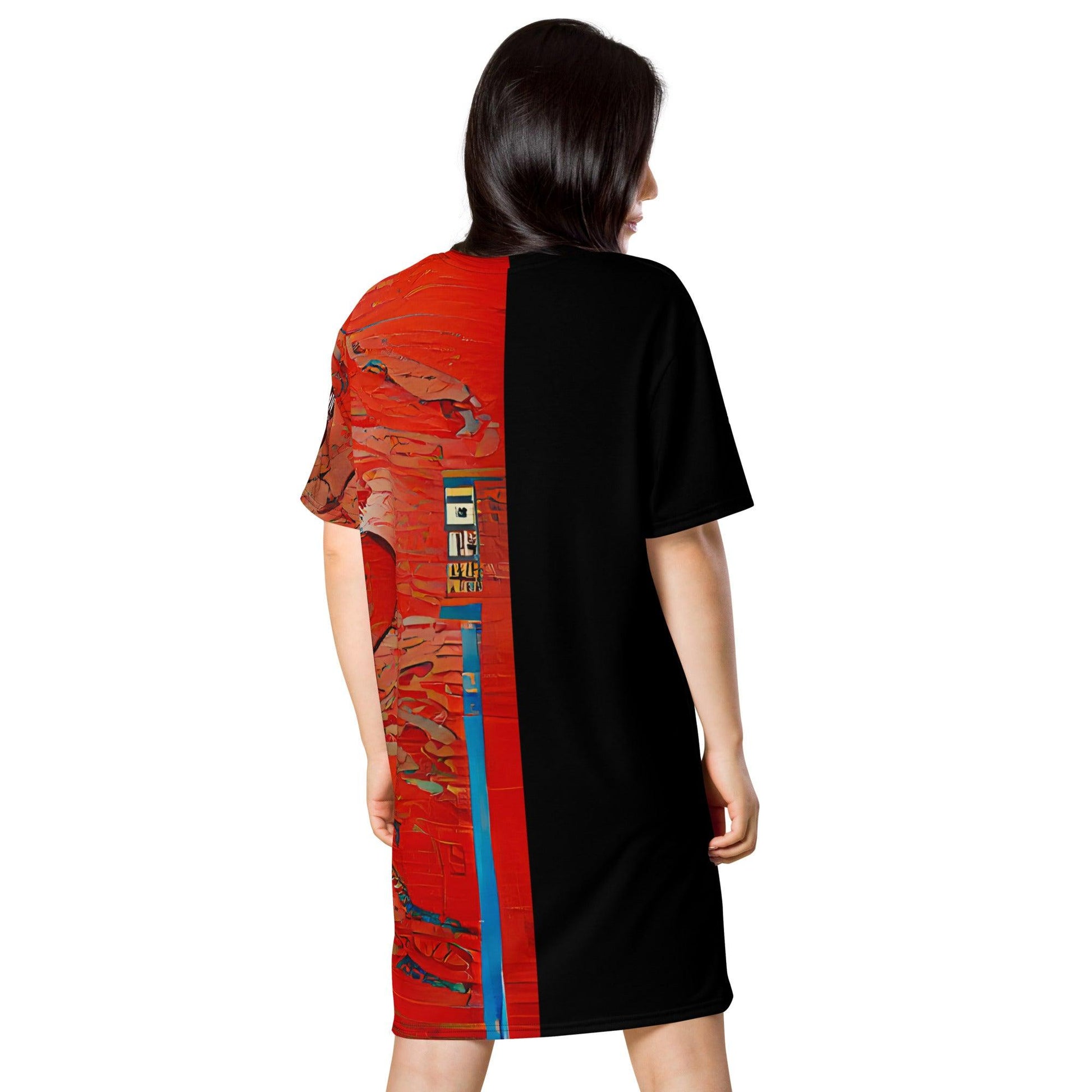 Half Black Half Hónghǎi - Womens T-Shirt Dress - iSAW Company