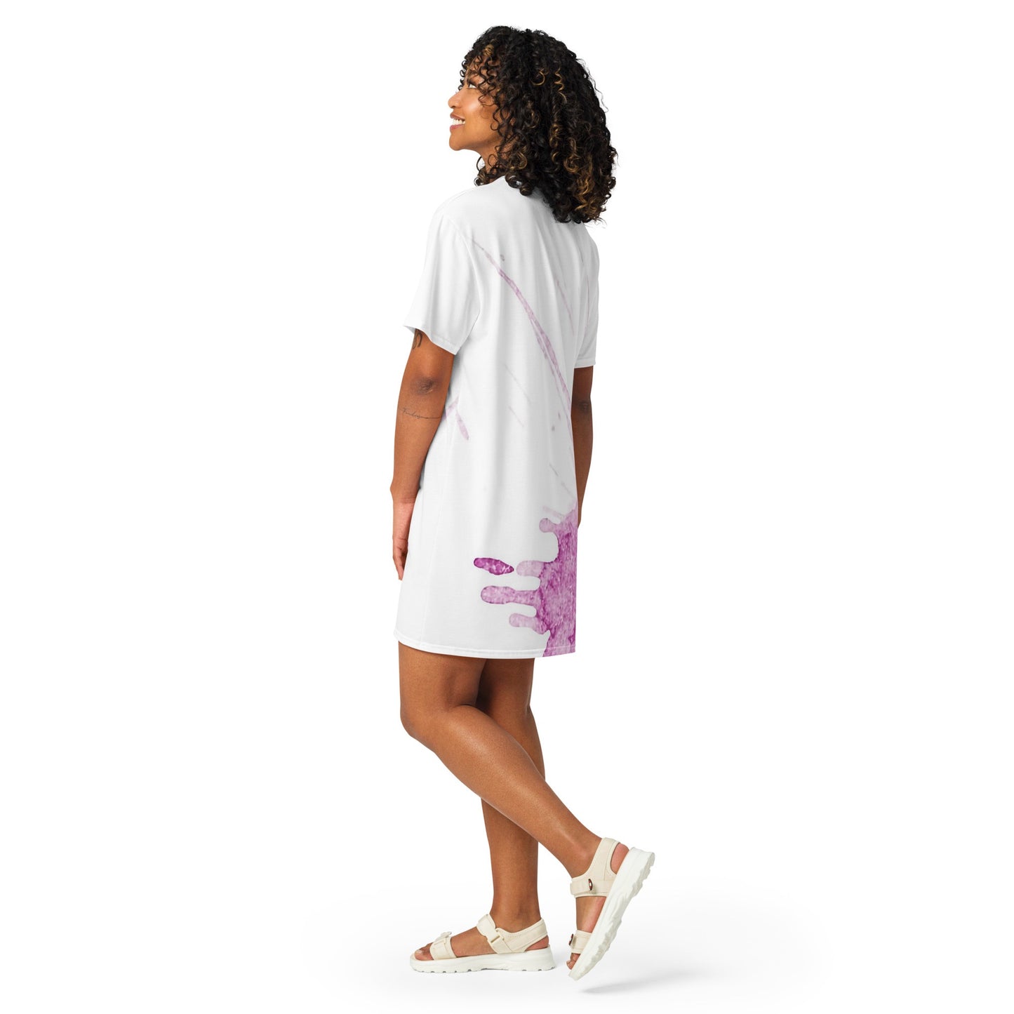 Watercolour Pink Splash - Womens T-Shirt Dress - iSAW Company