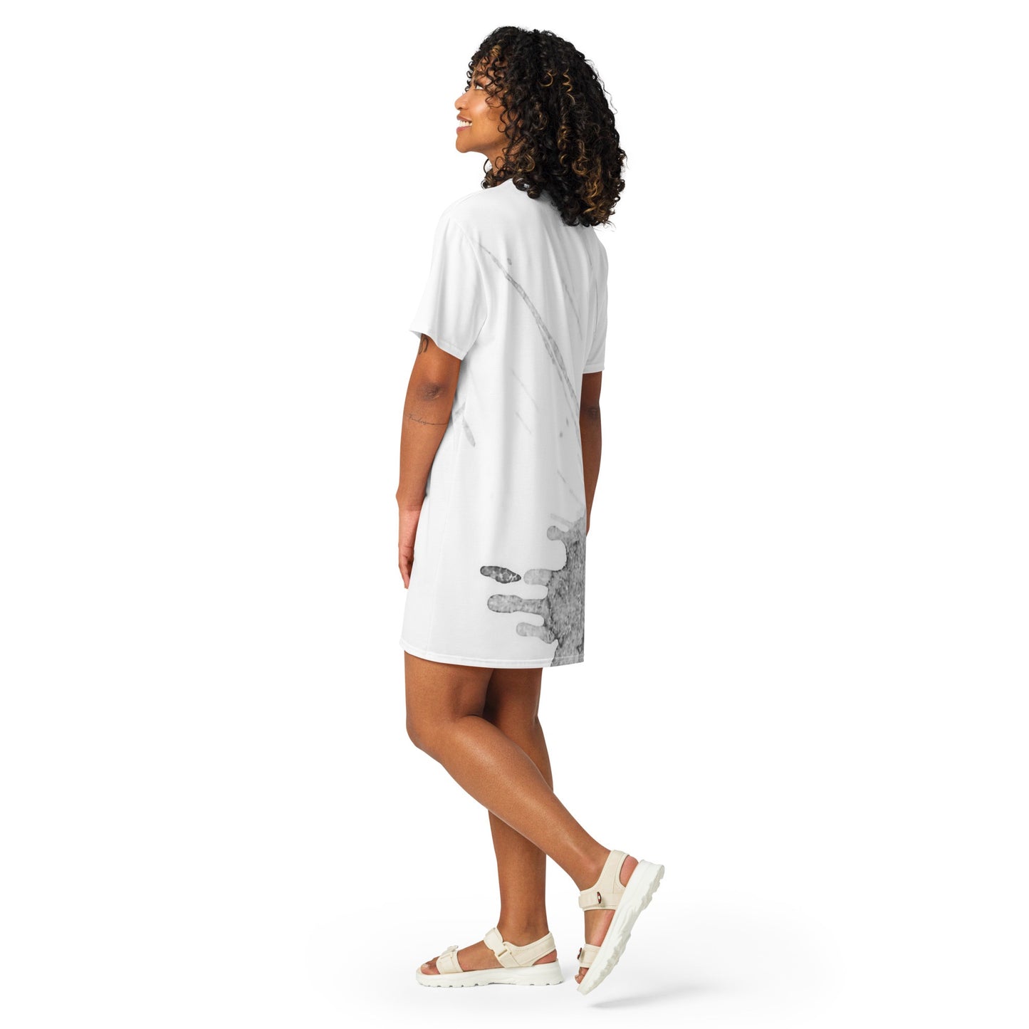 Watercolour Grey Splash - Womens T-Shirt Dress - iSAW Company