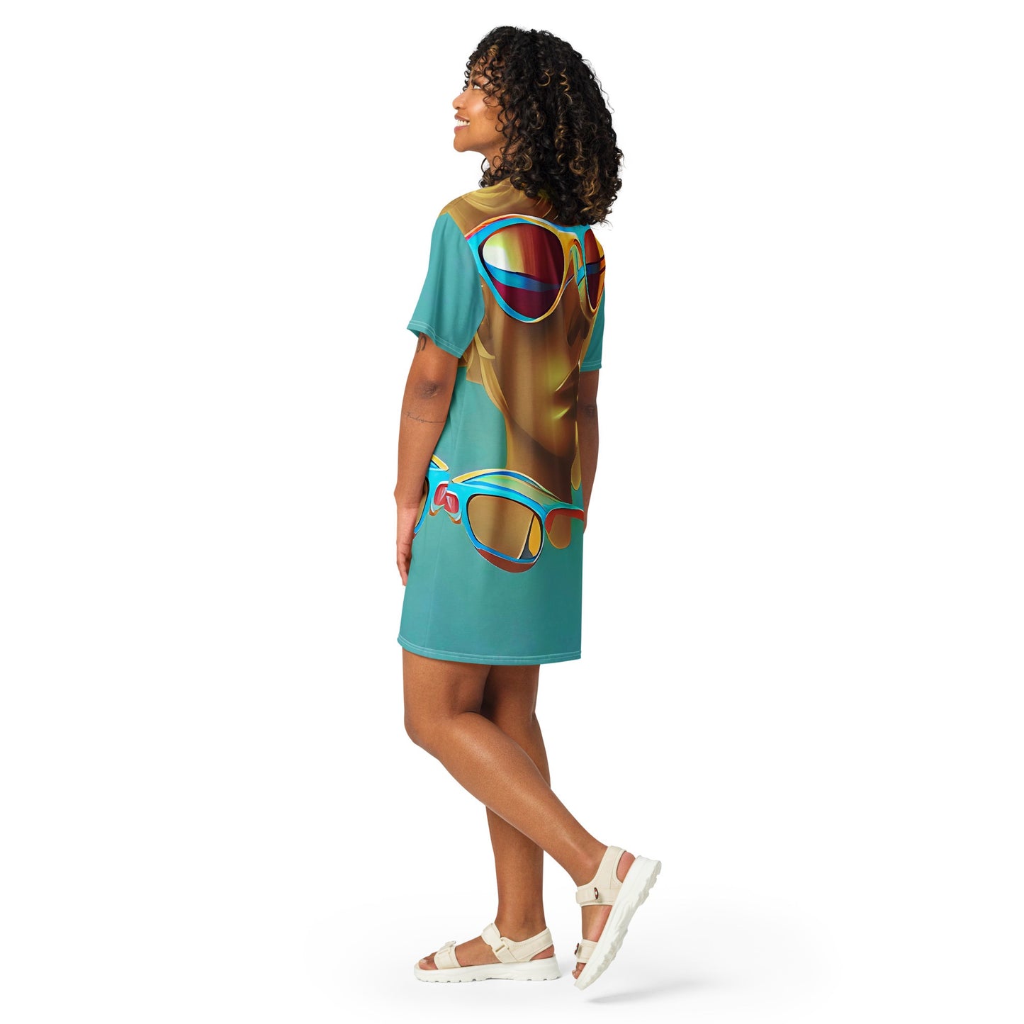 Retro Cool Blue - Womens T-Shirt Dress - iSAW Company