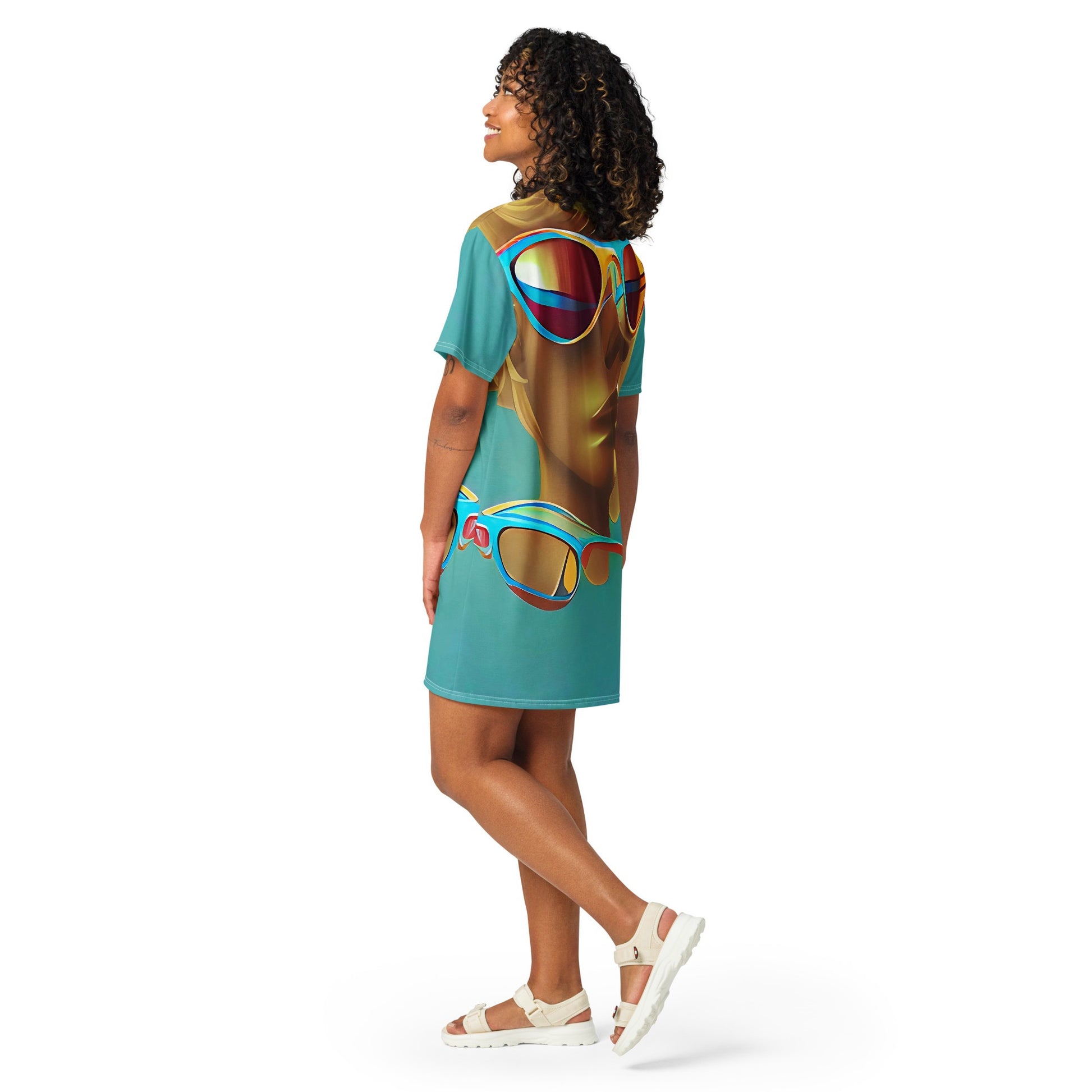 Retro Cool Blue - Womens T-Shirt Dress - iSAW Company