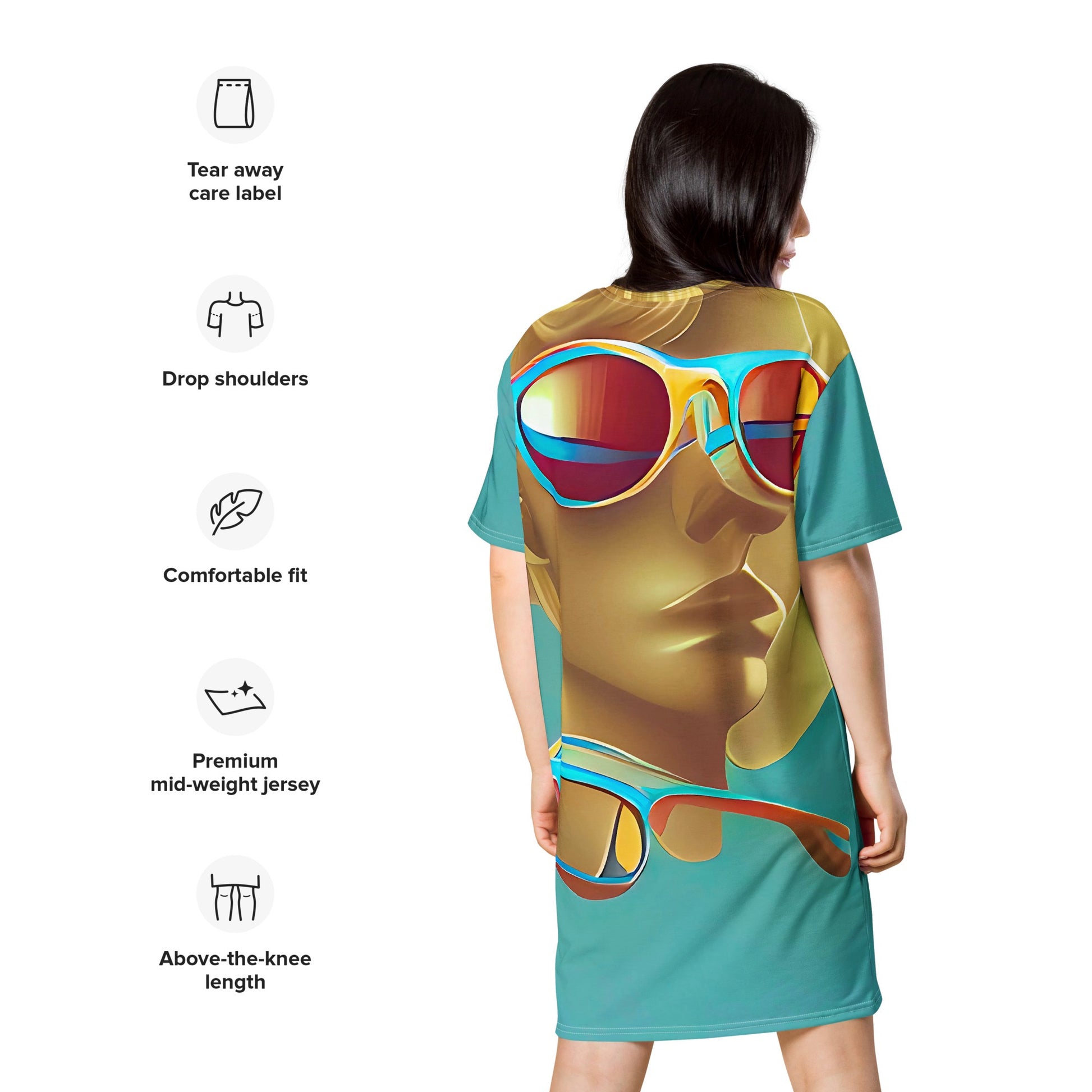 Retro Cool Blue - Womens T-Shirt Dress - iSAW Company