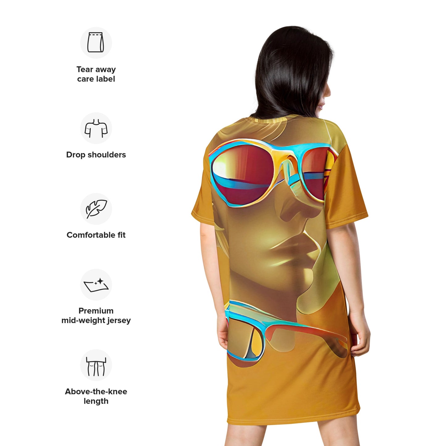 Retro Cool Orange - Womens T-Shirt Dress - iSAW Company