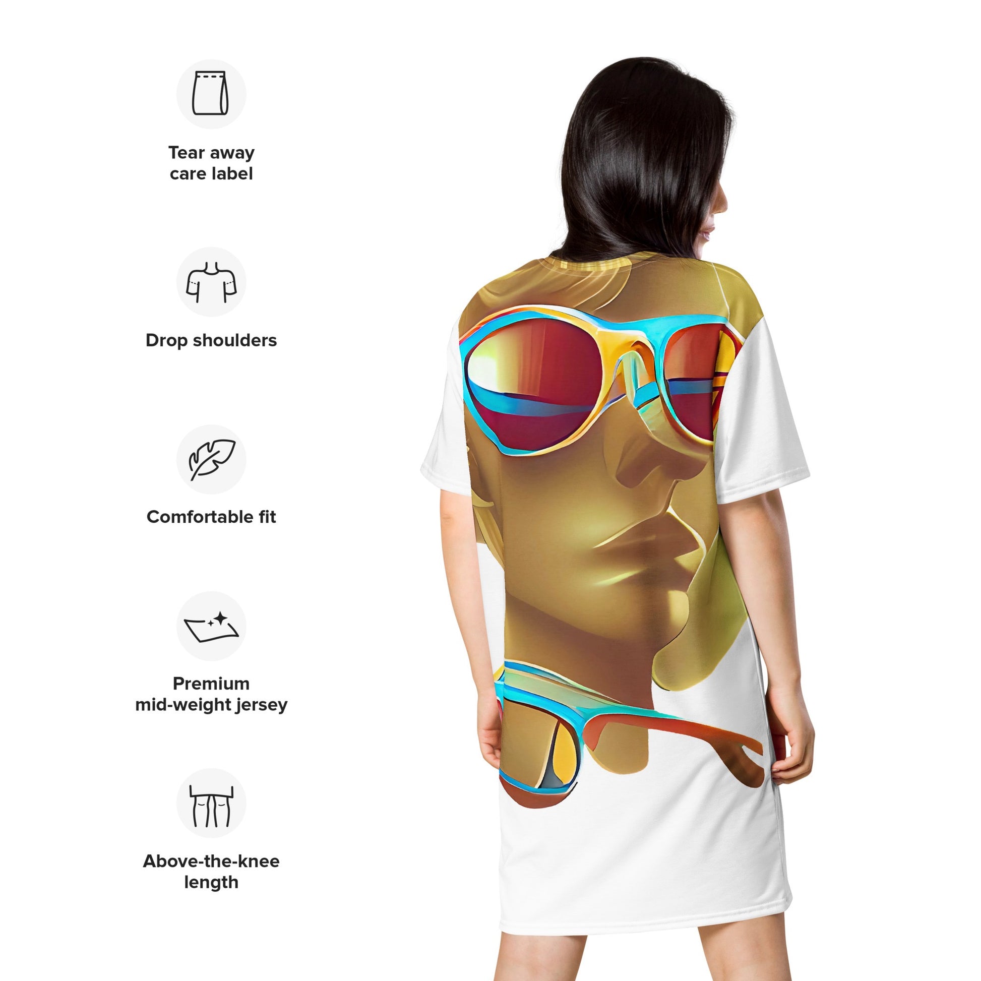 Retro Cool White - Womens T-Shirt Dress - iSAW Company