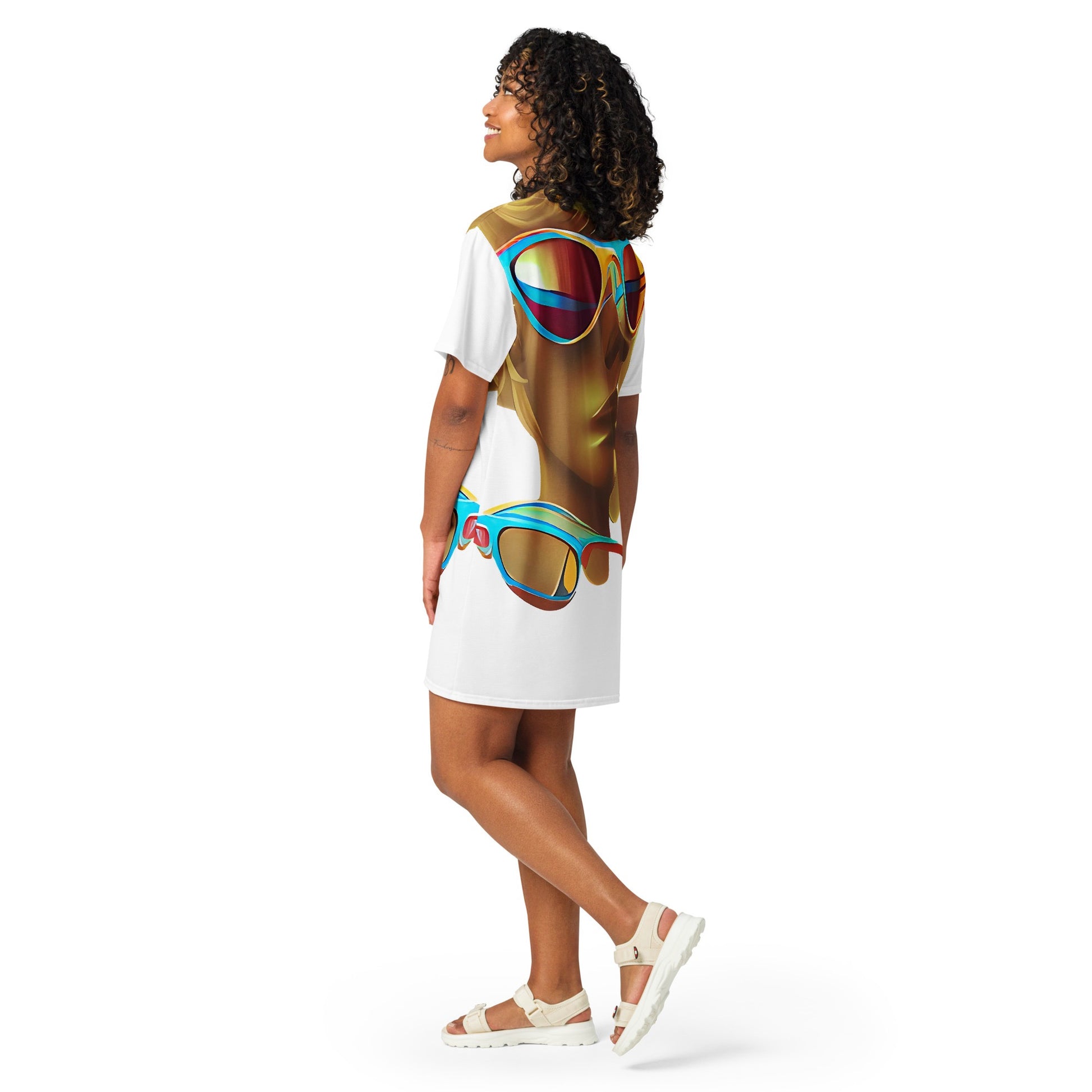 Retro Cool White - Womens T-Shirt Dress - iSAW Company