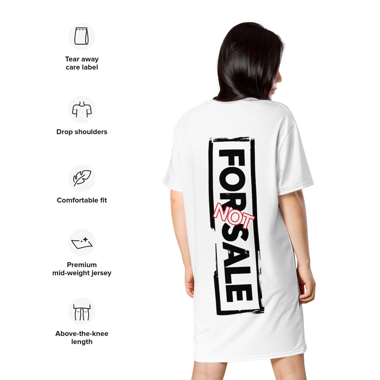 Not For Sale Black Stamp - Womens T-Shirt Dress - iSAW Company