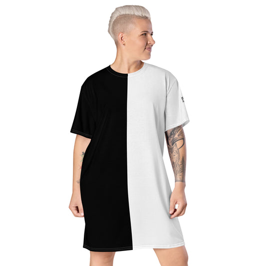 Half Black Half White - Womens T-Shirt Dress