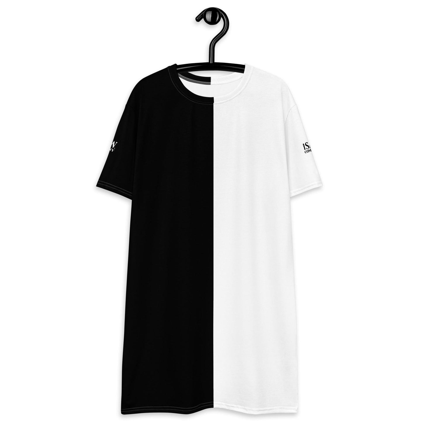 Half Black Half White - Womens T-Shirt Dress - iSAW Company